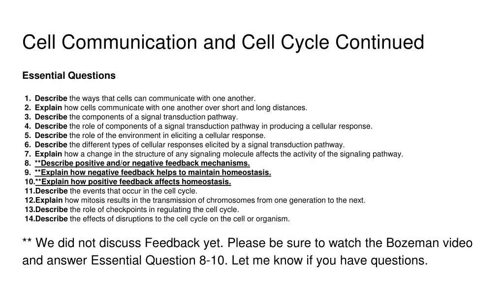 cell communication and cell cycle continued 1