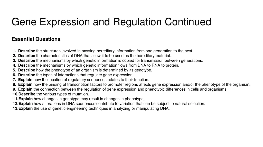 gene expression and regulation continued 1