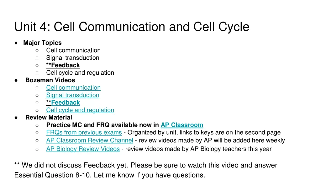 unit 4 cell communication and cell cycle