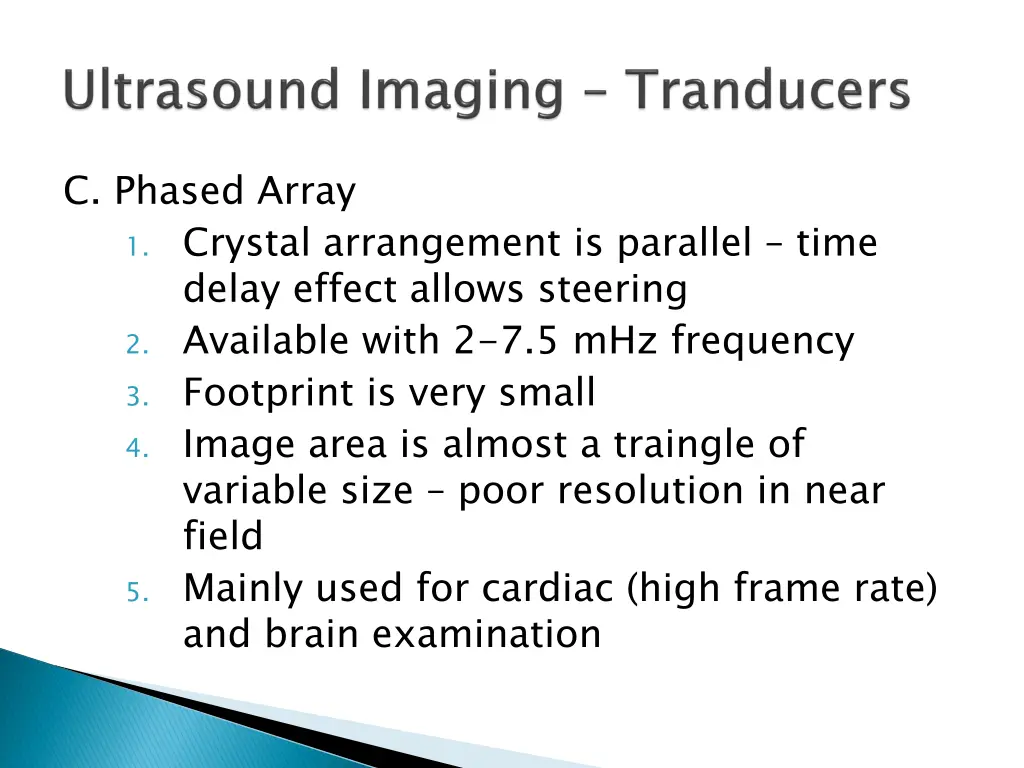 c phased array 1 crystal arrangement is parallel