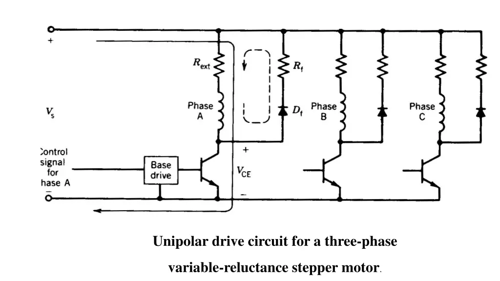 unipolar drive circuit for a three phase