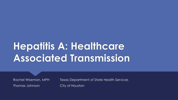 hepatitis a healthcare associated transmission