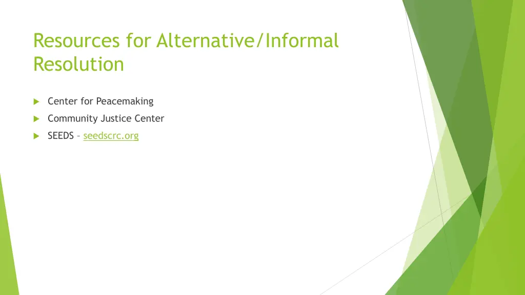 resources for alternative informal resolution