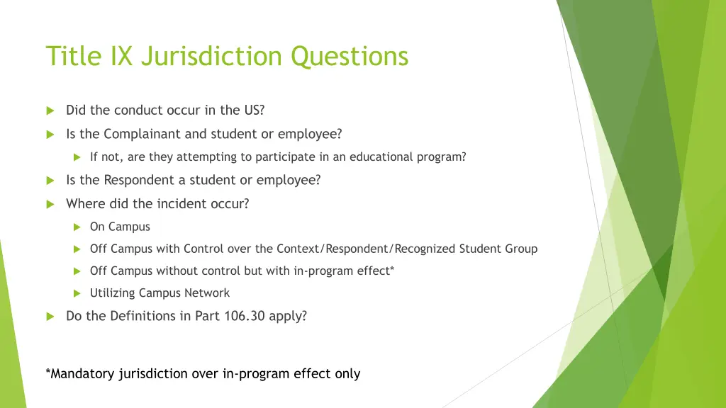 title ix jurisdiction questions