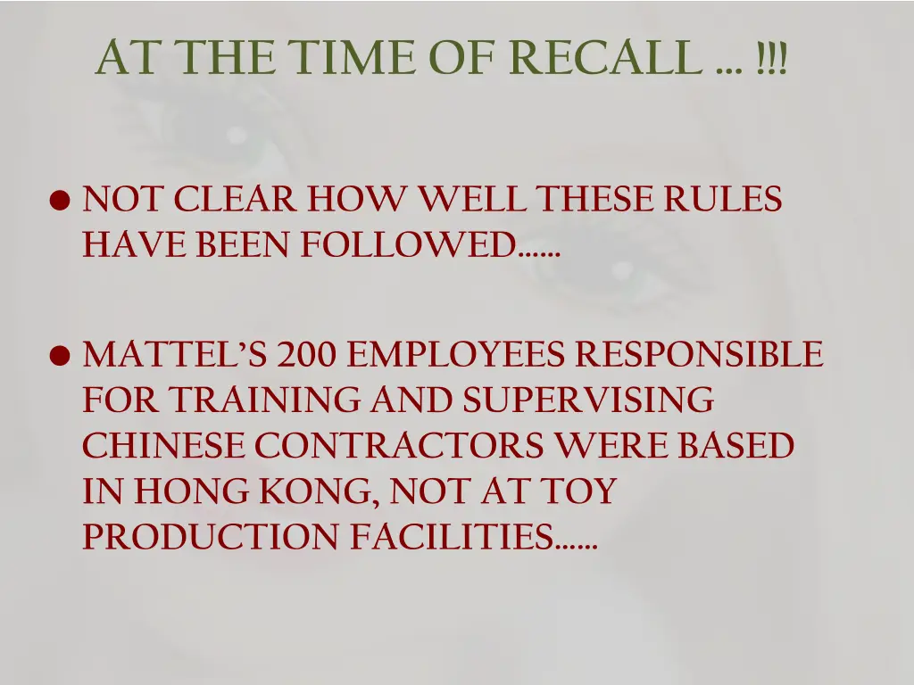 at the time of recall