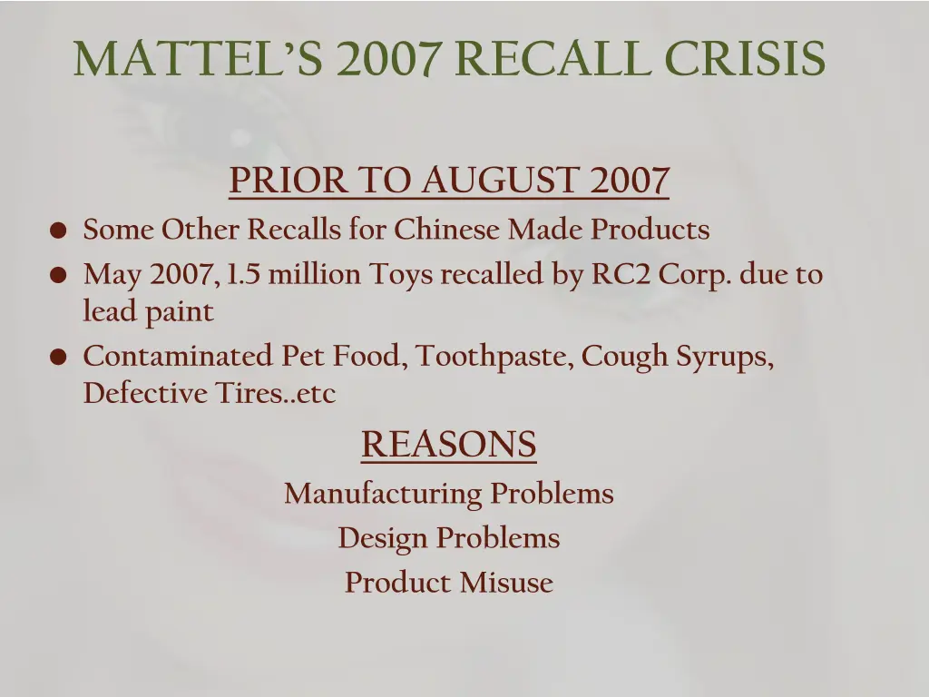 mattel s 2007 recall crisis