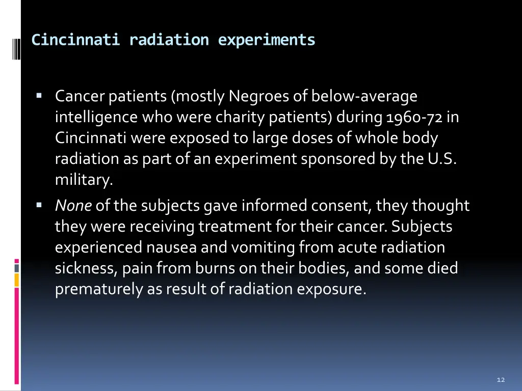 cincinnati radiation experiments