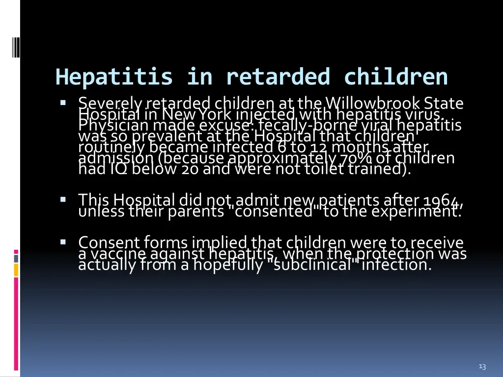 hepatitis in retarded children severely retarded