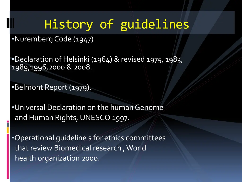 history of guidelines