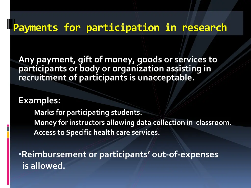 payments for participation in research