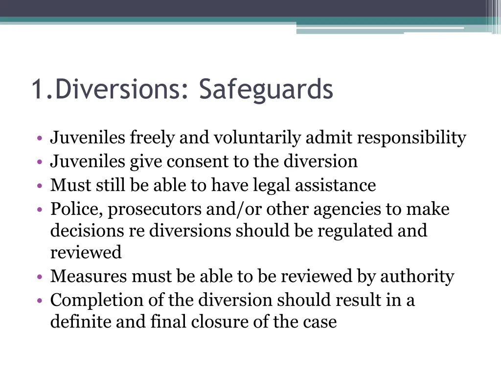 1 diversions safeguards