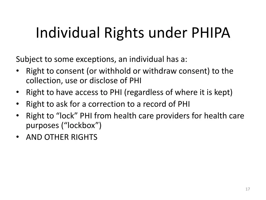 individual rights under phipa