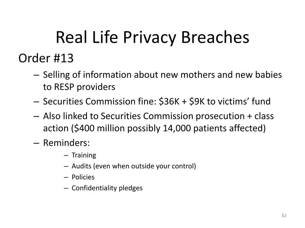 real life privacy breaches order 13 selling