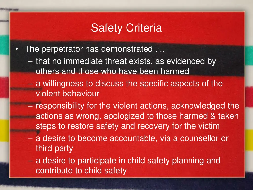 safety criteria