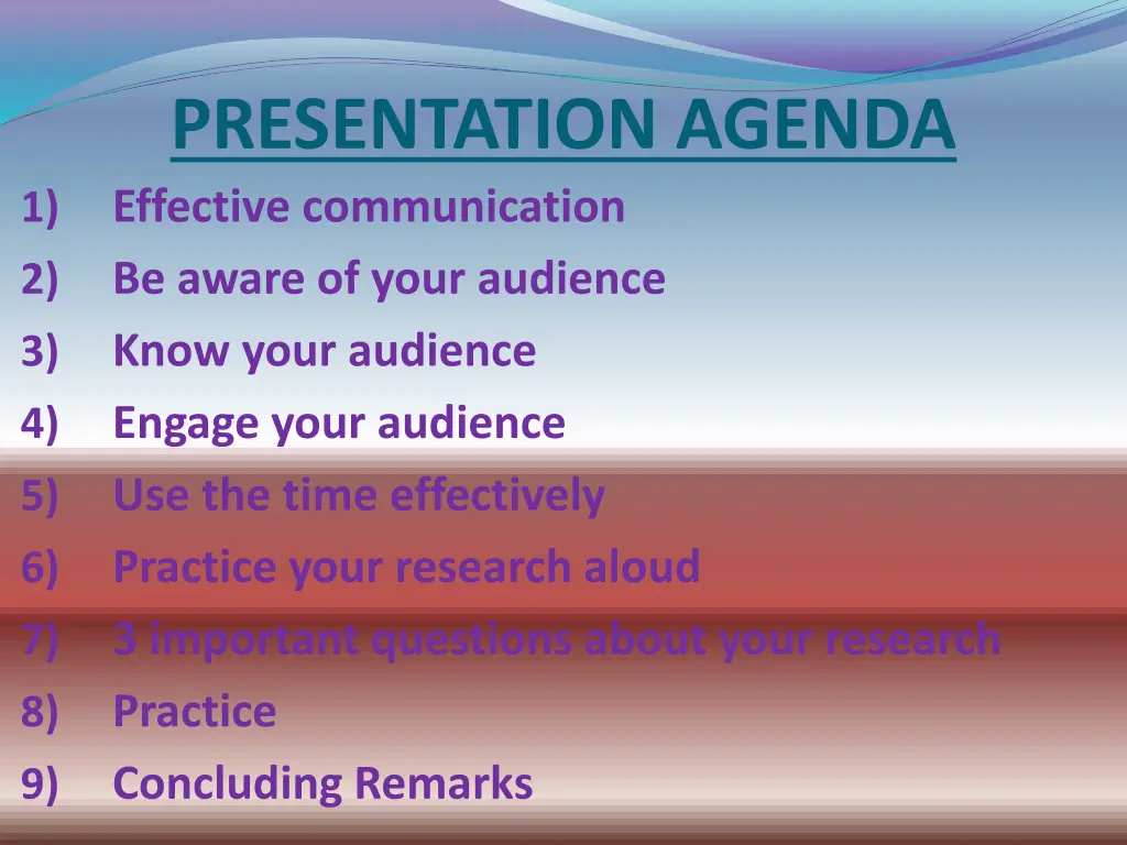 presentation agenda effective communication