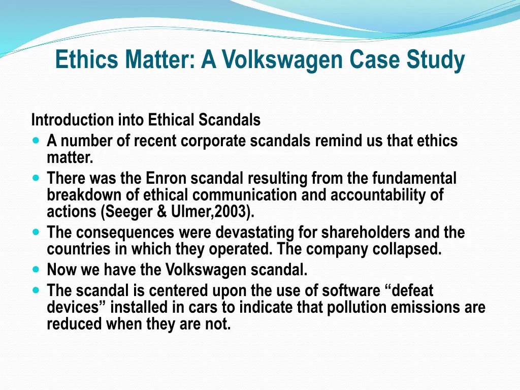 ethics matter a volkswagen case study