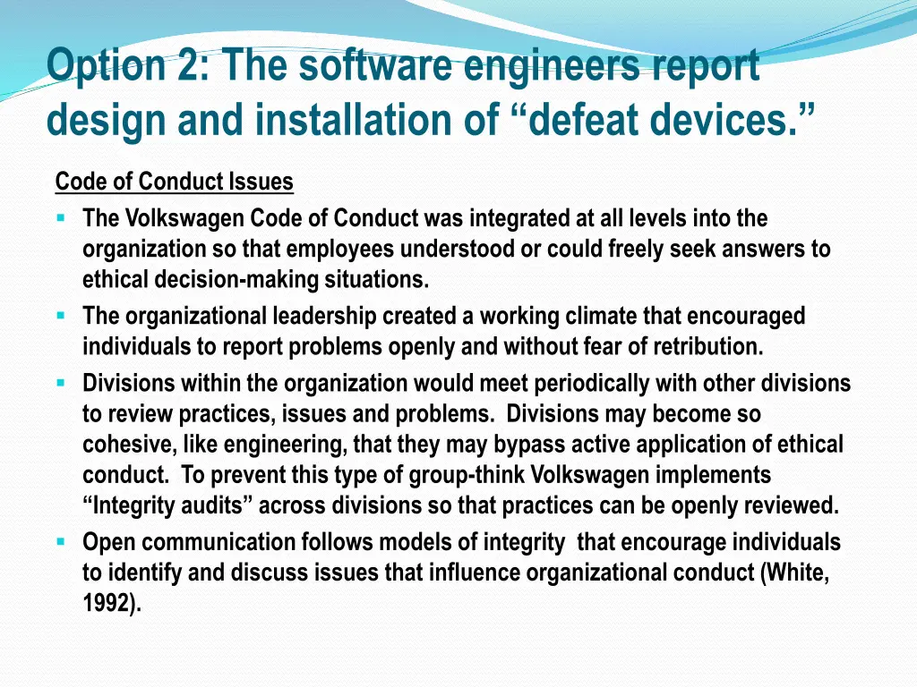 option 2 the software engineers report design