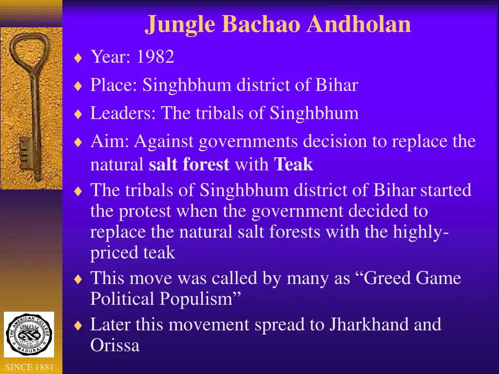 jungle bachao andholan year 1982 place singhbhum