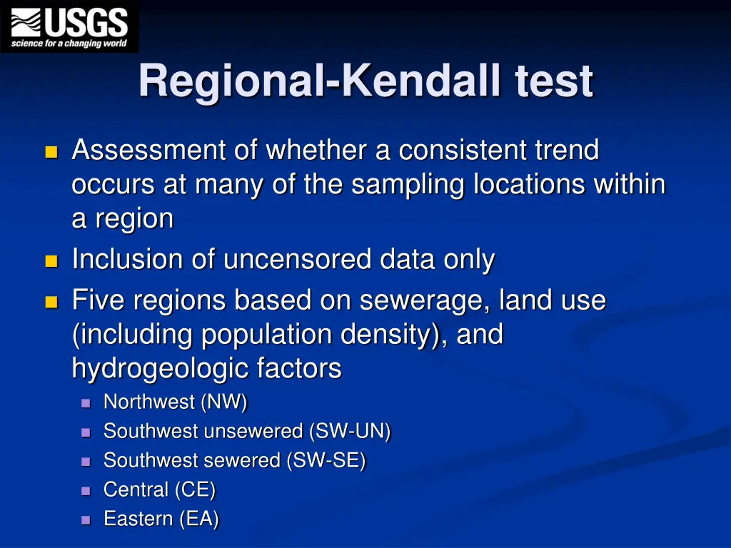 regional kendall test