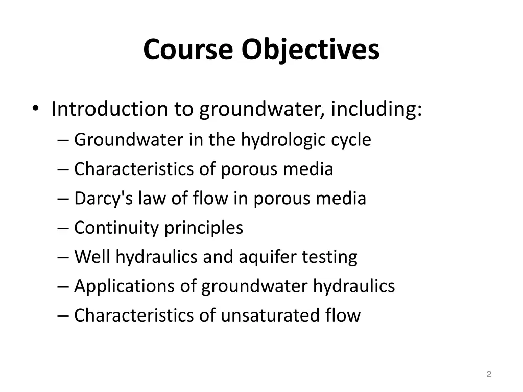 course objectives