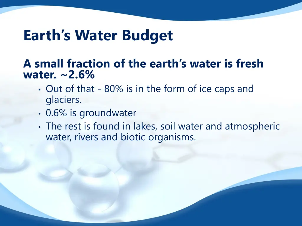 earth s water budget