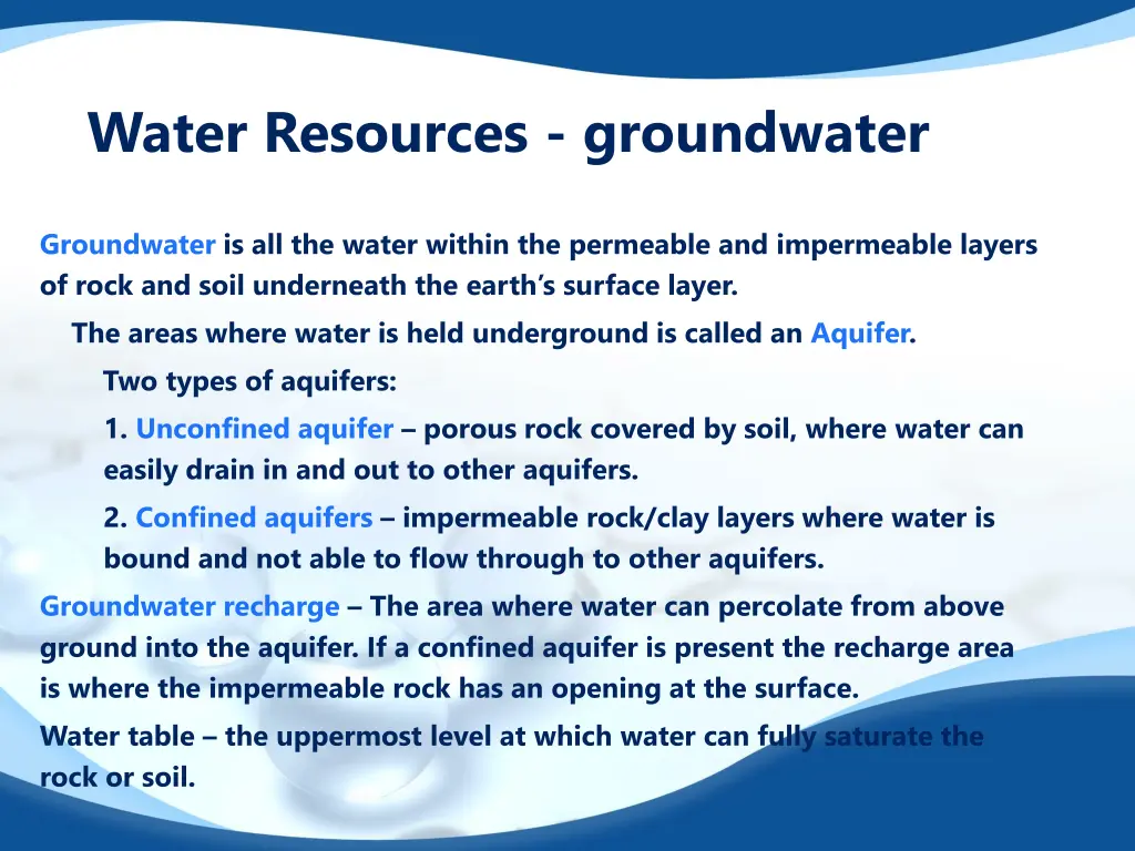 water resources groundwater