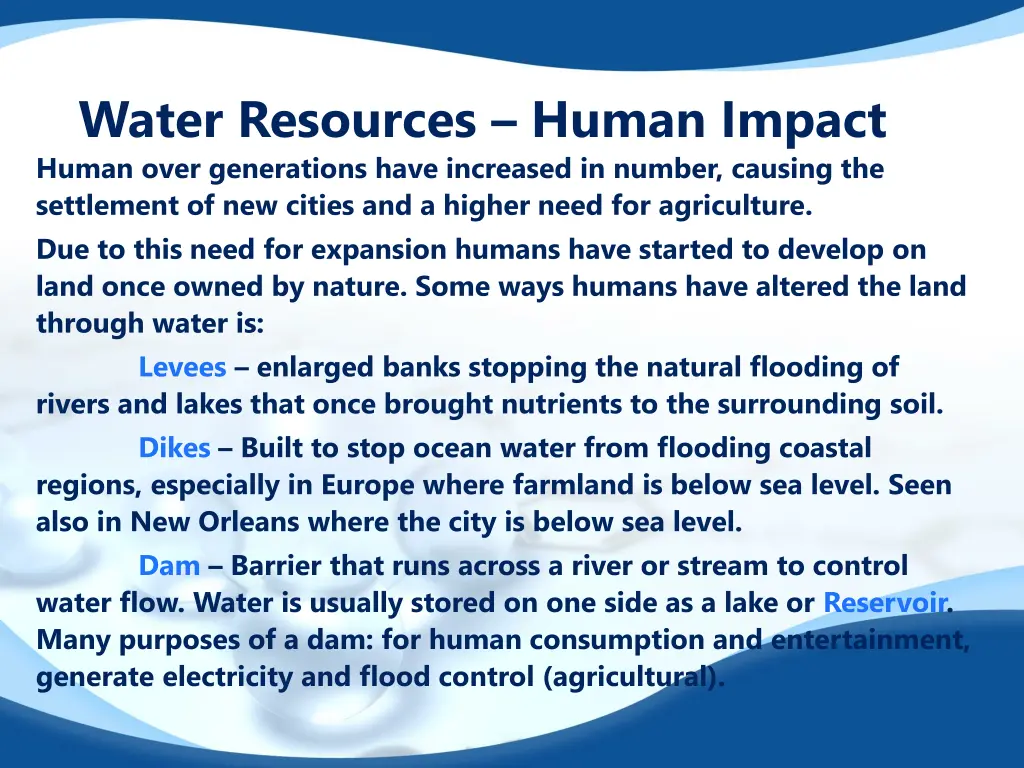 water resources human impact human over