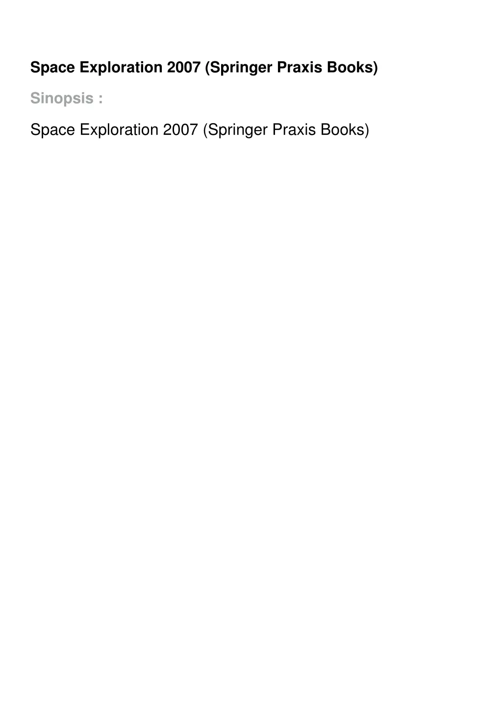 space exploration 2007 springer praxis books