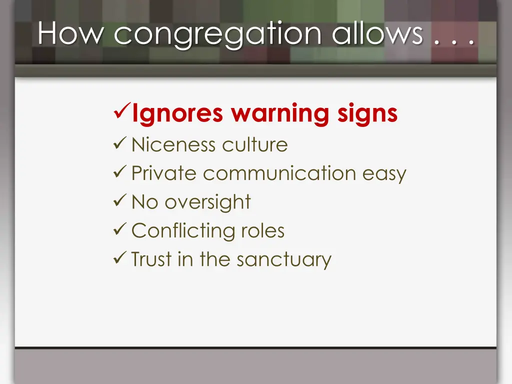 how congregation allows 1