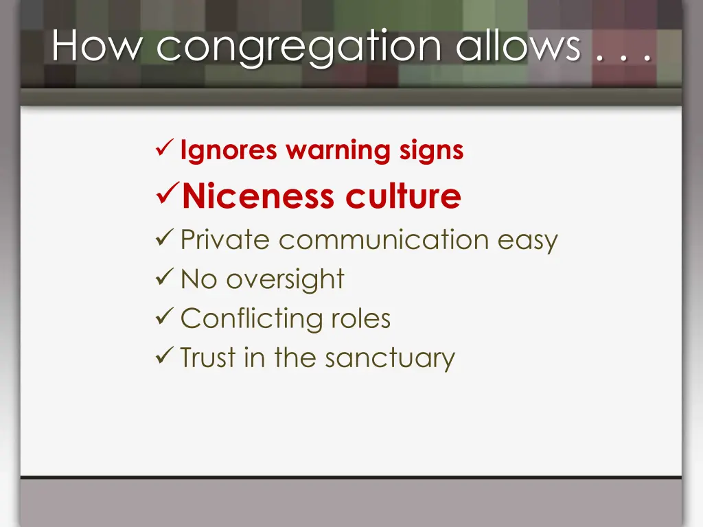 how congregation allows 2