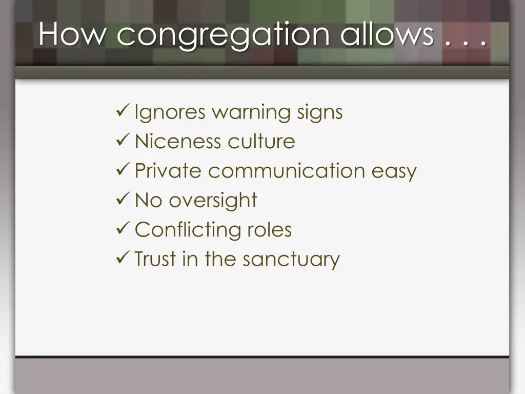 how congregation allows