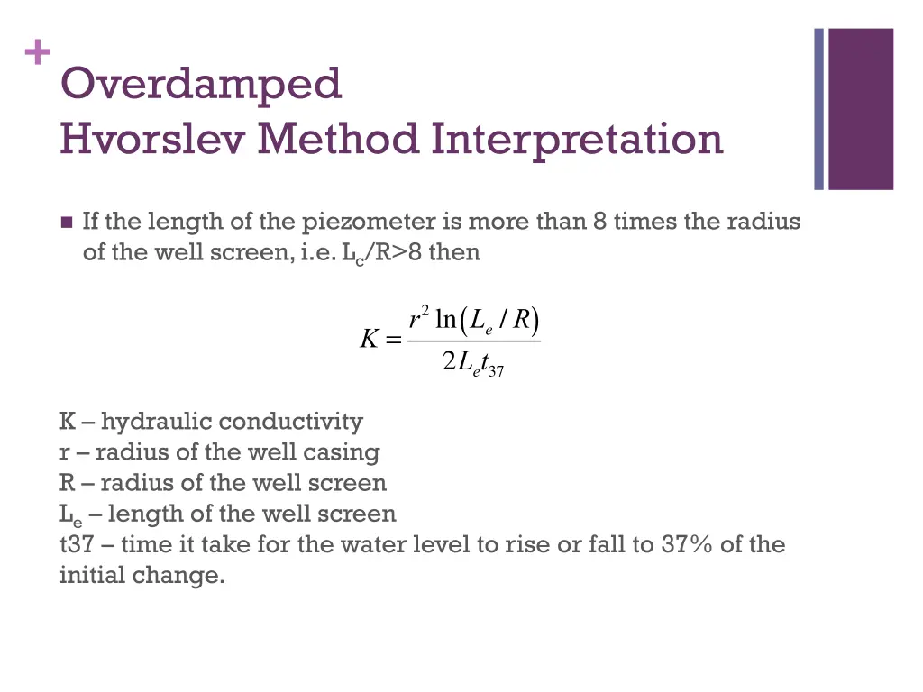 overdamped hvorslev method interpretation