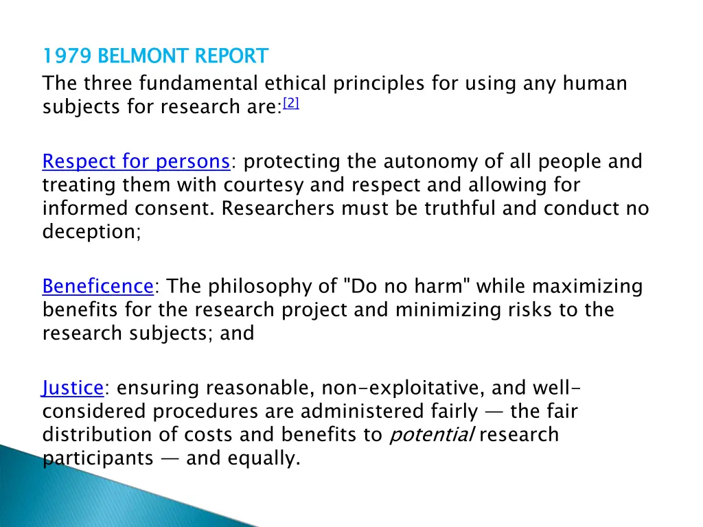 1979 belmont report the three fundamental ethical