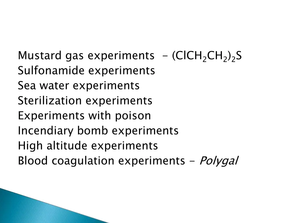 mustard gas experiments clch