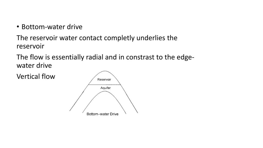 bottom water drive the reservoir water contact