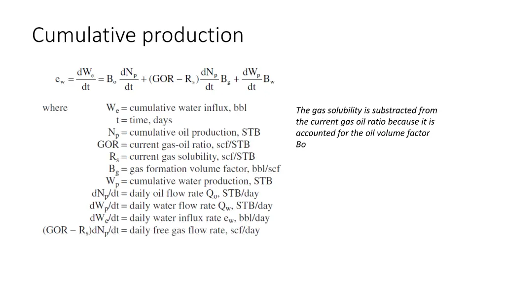 cumulative production