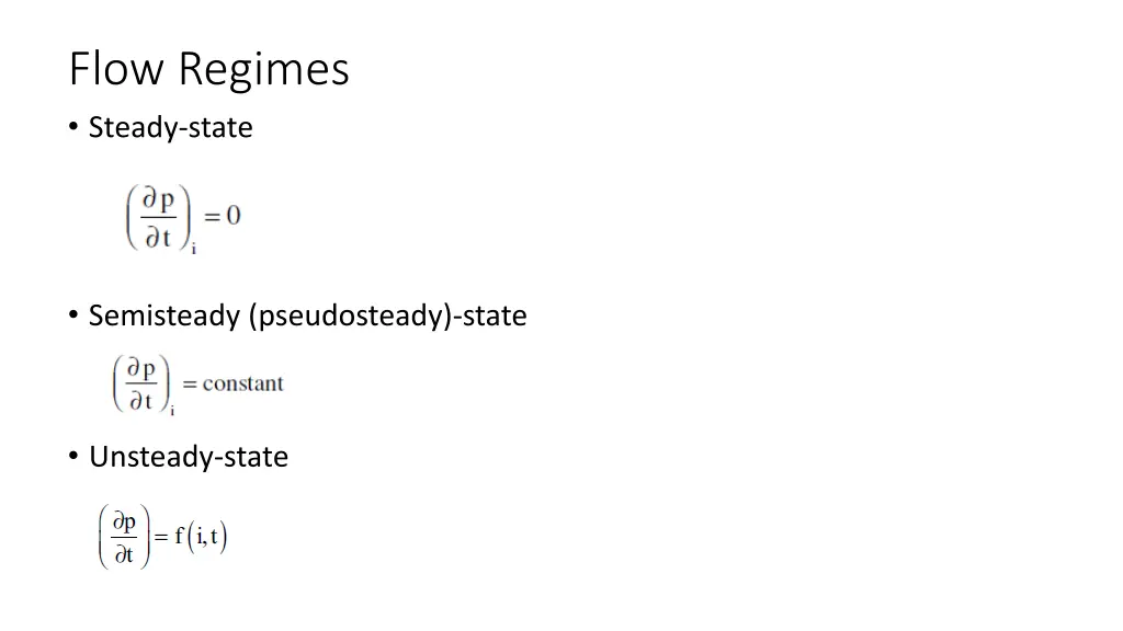 flow regimes steady state