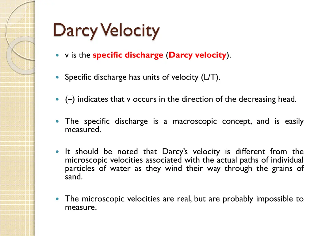 darcy velocity