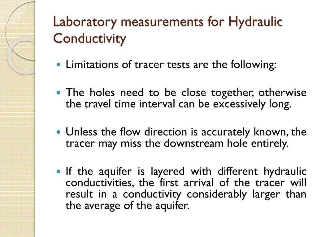 laboratory measurements for hydraulic conductivity 10