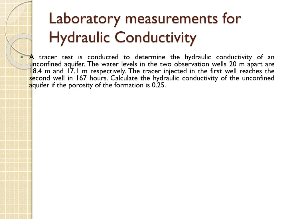 laboratory measurements for hydraulic conductivity 11