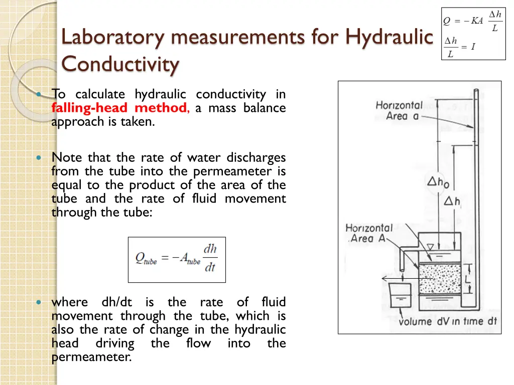 laboratory measurements for hydraulic conductivity 2