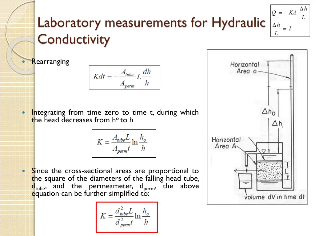 laboratory measurements for hydraulic conductivity 4