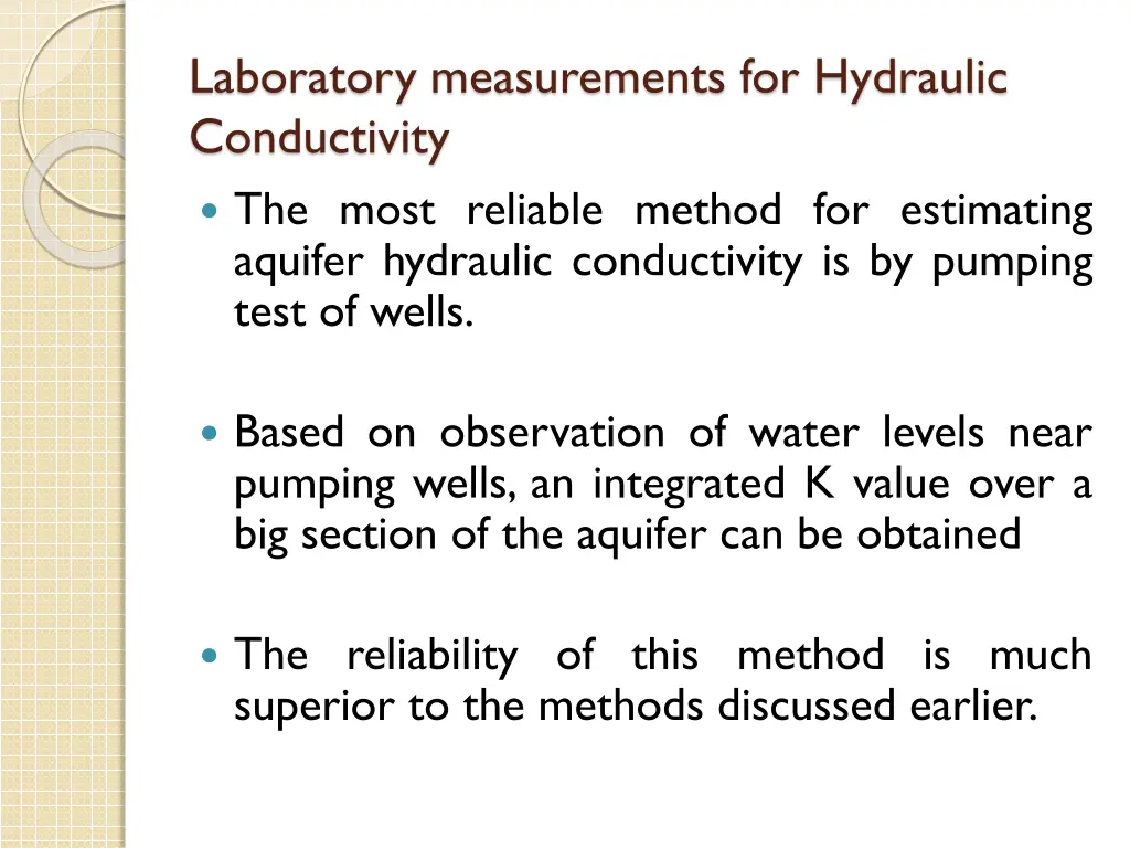 laboratory measurements for hydraulic