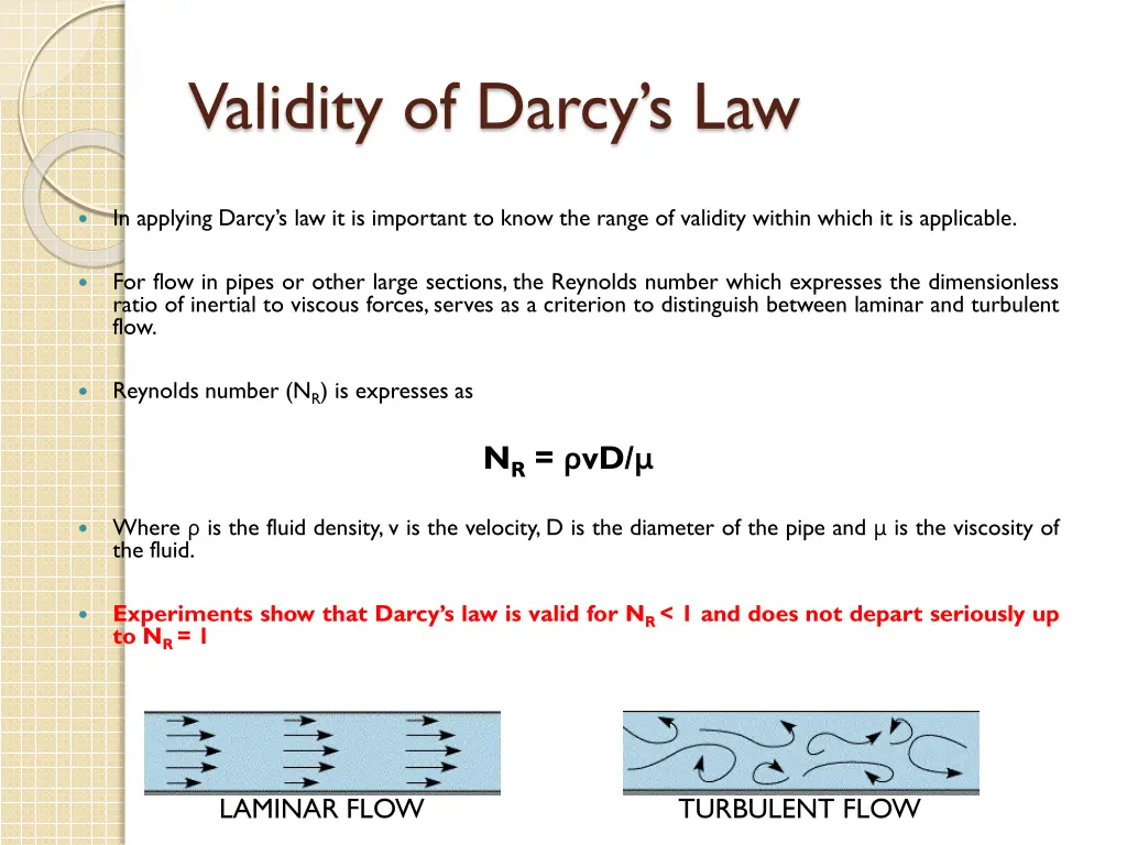 validity of darcy s law