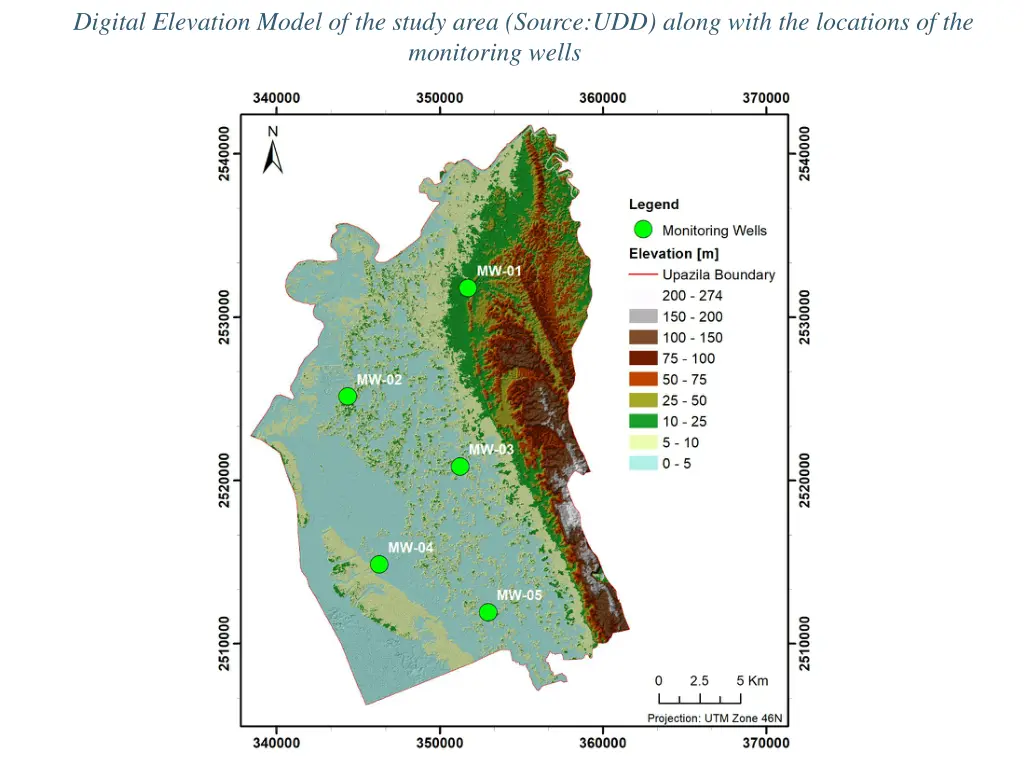 digital elevation model of the study area source