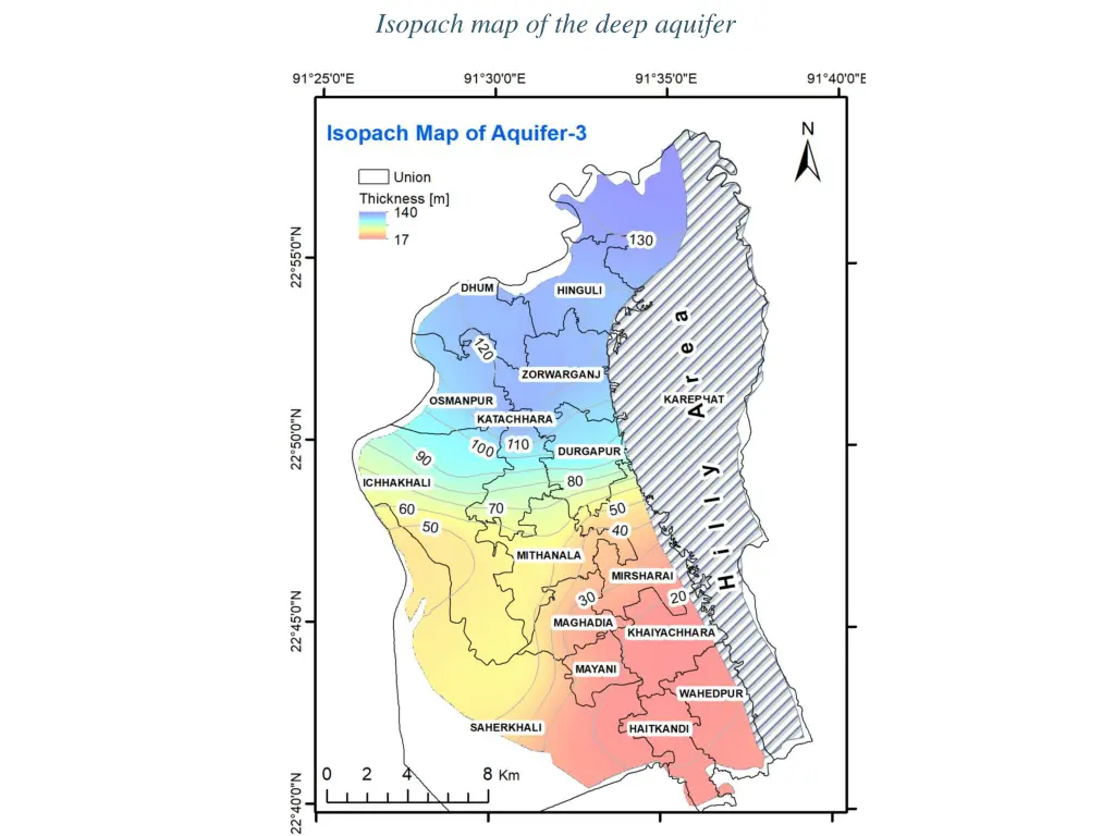 isopach map of the deep aquifer