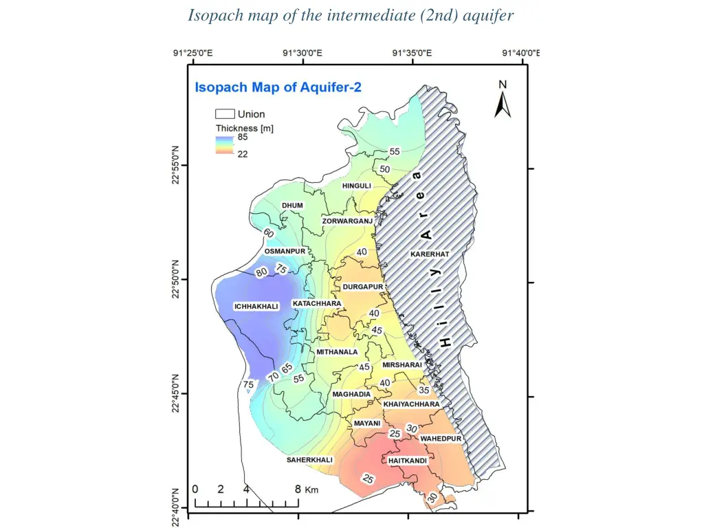 isopach map of the intermediate 2nd aquifer