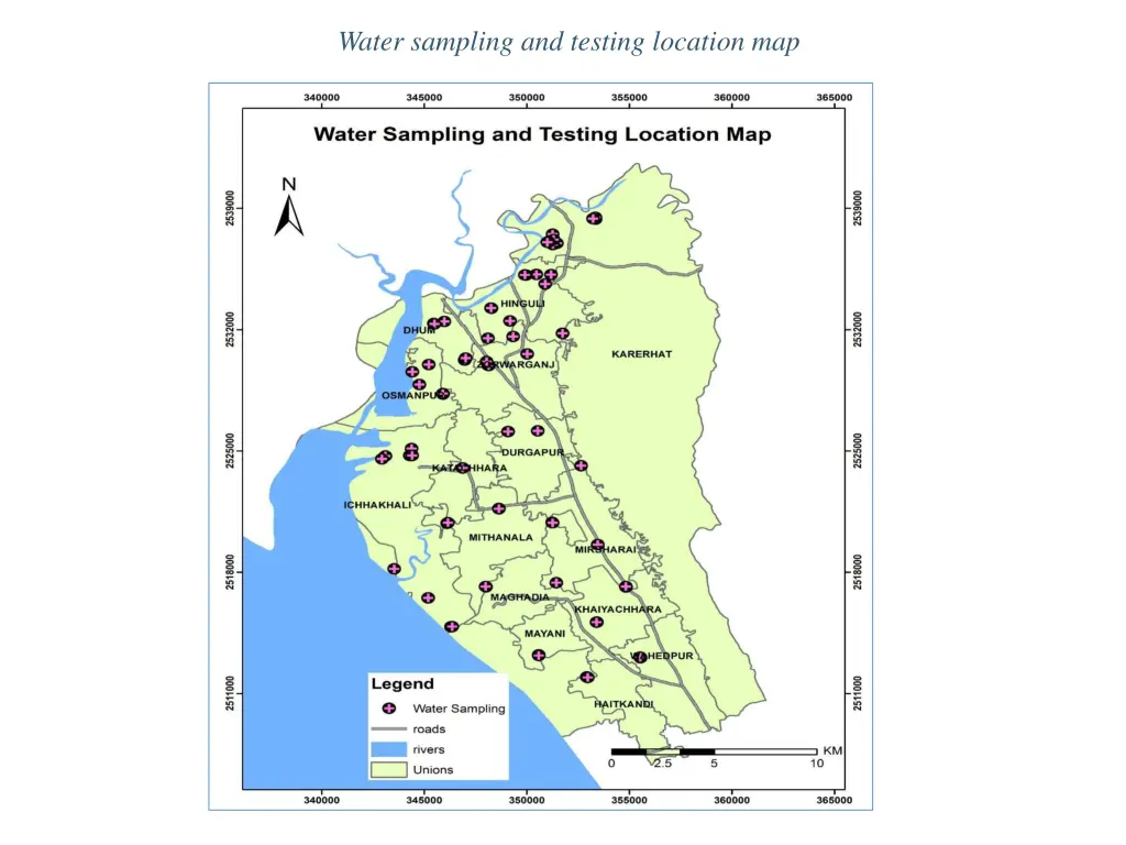 water sampling and testing location map