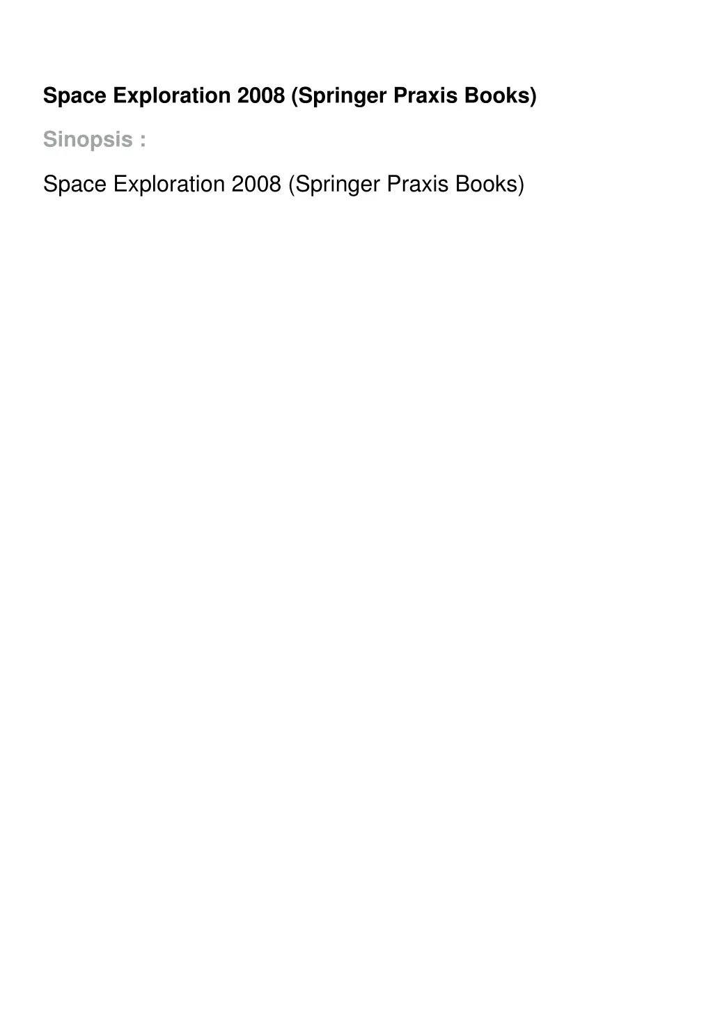 space exploration 2008 springer praxis books