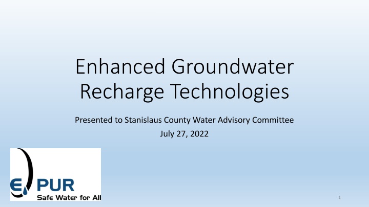 enhanced groundwater recharge technologies